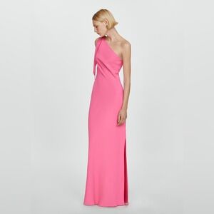 Mango Asymmetric Bow Dress - Pink